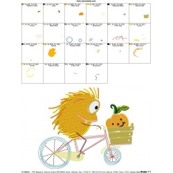 Halloween Bike- Hedgehog Embroidery Design Pattern-2