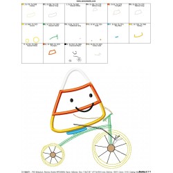 Halloween Bike Candy Corn Applique Design Pattern-4