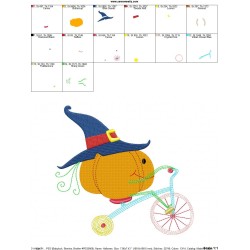 Halloween Bike Pumpkin Embroidery Design Pattern-2