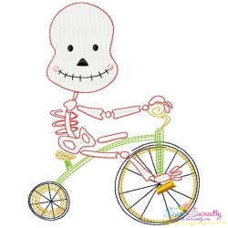 Halloween Bike- Skeleton Embroidery Design Pattern-1