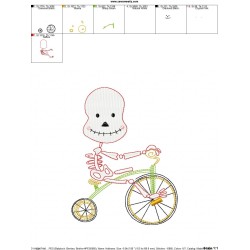 Halloween Bike- Skeleton Embroidery Design Pattern-2