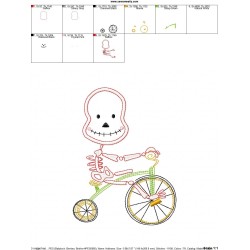 Halloween Bike- Skeleton Applique Design Pattern-2