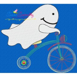 Halloween Bike- Ghost Embroidery Design Pattern-1