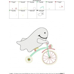 Halloween Bike- Ghost Embroidery Design Pattern-2