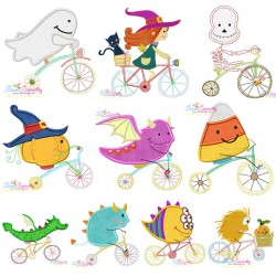 Halloween Bikes Machine Embroidery Design Bundle-1