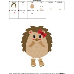 Hedgehog Girl Embroidery Design Pattern-2