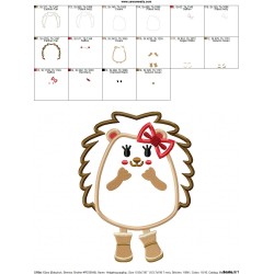 Hedgehog Girl Applique Design Pattern-4
