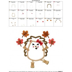 Hedgehog Girl Leaves Applique Design Pattern-4