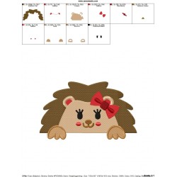 Hedgehog Girl Peeking Embroidery Design Pattern-2