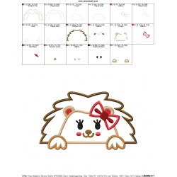 Hedgehog Girl Peeking Applique Design Pattern-4