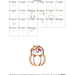Hedgehog Girl Peeking Pumpkin Applique Design Pattern-4