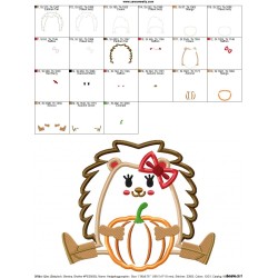 Hedgehog Girl Pumpkin Applique Design Pattern-4