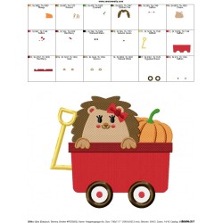 Hedgehog Girl Wagon Embroidery Design Pattern-2