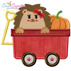 Hedgehog Girl Wagon Applique Design Pattern-1