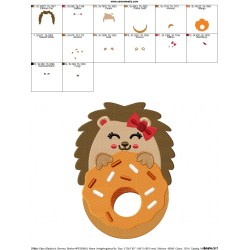 Hedgehog Girl With Doughnut Embroidery Design Pattern-2
