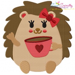 Fall Hedgehogs Girl Fill Embroidery Design Bundle-3