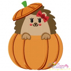 Fall Hedgehogs Girl Fill Embroidery Design Bundle-6
