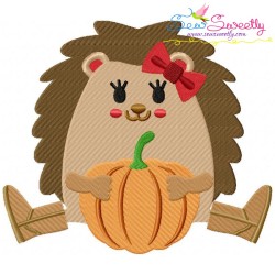 Fall Hedgehogs Girl Fill Embroidery Design Bundle-8