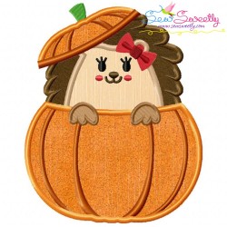 Fall Hedgehogs Girl Applique Design Bundle-6