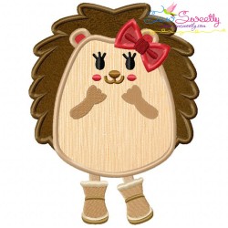 Fall Hedgehogs Girl Applique Design Bundle-11