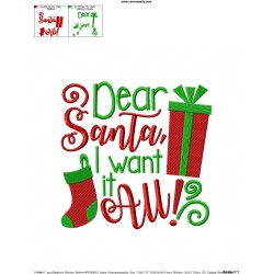 Dear Santa I Want It All Embroidery Design Pattern-2