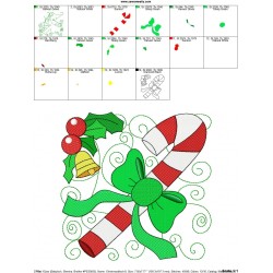 Christmas Block- Candy Cane Embroidery Design Pattern-2