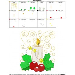 Christmas Block- Candle Embroidery Design Pattern-2