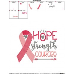 Hope Strength Courage Ribbon Embroidery Design Pattern-2