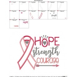 Hope Strength Courage Ribbon Applique Design Pattern-2