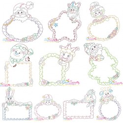 Vintage Stitch Christmas Frames Embroidery Design Bundle-1