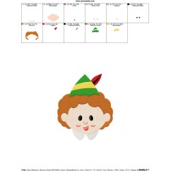 Buddy elf Head Embroidery Design Pattern-2