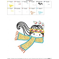 Native American Girl Scarf Embroidery Design Pattern-2