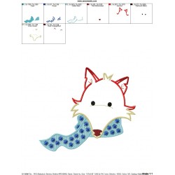 Fall Fox Scarf Embroidery Design Pattern-2