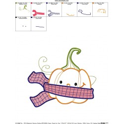 Fall Pumpkin Scarf Embroidery Design Pattern-2