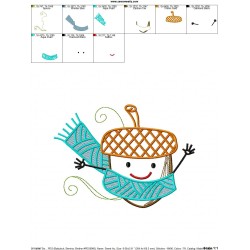 Fall Acorn Scarf Embroidery Design Pattern-2