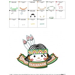 Native American Boy Scarf Embroidery Design Pattern-2