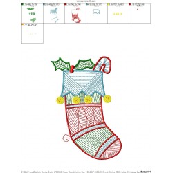 Bean Stitch Christmas Stocking Embroidery Design Pattern-2