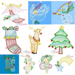 Bean Stitch Christmas Embroidery Design Bundle-1