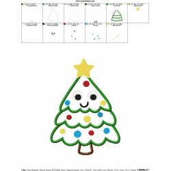 Happy Christmas Tree Applique Design Pattern-2