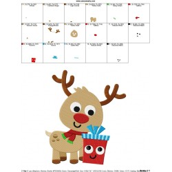 Christmas Reindeer And Gift Embroidery Design Pattern-2