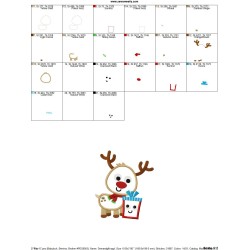 Christmas Reindeer And Gift Applique Design Pattern-2