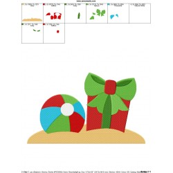 Christmas Beach Ball Gift Embroidery Design Pattern-2