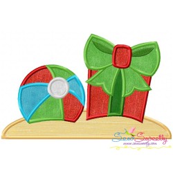 Christmas Beach Ball Gift Applique Design Pattern-1