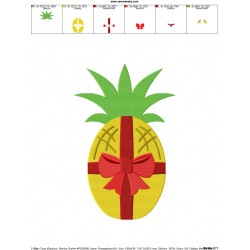 Christmas Pineapple Bow Embroidery Design Pattern-2