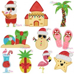 Tropical Christmas Embroidery Design Bundle-1