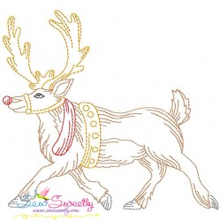 Vintage Bean Stitch Colorwork Christmas Moose Embroidery Design Pattern-1