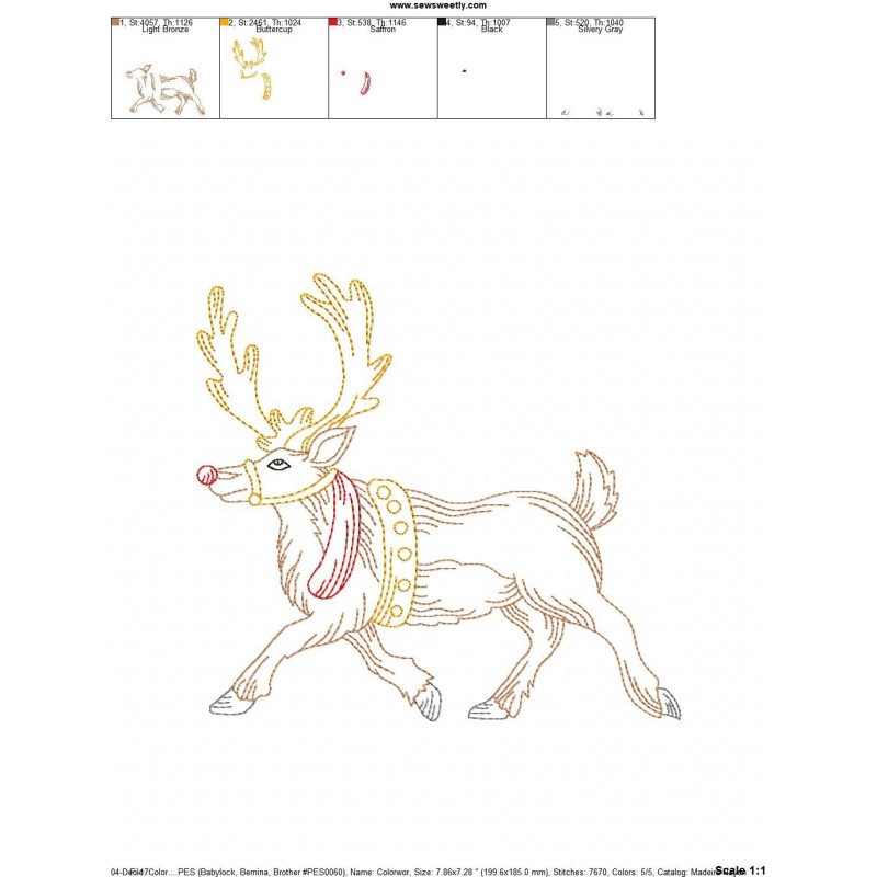Vintage Bean Stitch Colorwork Christmas Moose Embroidery Design Pattern-2