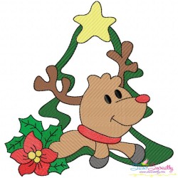 Christmas Frame- Reindeer-3 Embroidery Design Pattern-1