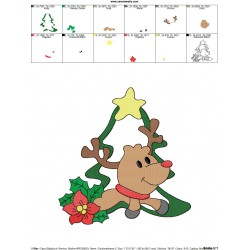 Christmas Frame- Reindeer-3 Embroidery Design Pattern-2