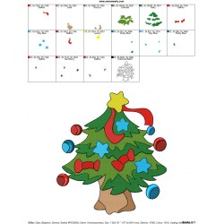 Christmas Tree Stars Embroidery Design Pattern-2
